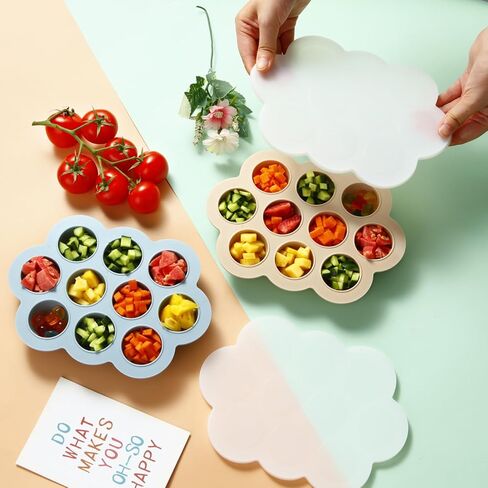 PANDAEAR ​​3 Pack Baby Silicone Fryzer Tray with Lids ، Silicone Baby Food Contage for Build Baby Raby ، Fruit Pheres ، Vegetable and Prict Milk (الأزرق/الأخضر/اللحم) in Kuwait