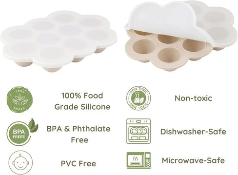PANDAEAR ​​3 Pack Baby Silicone Fryzer Tray with Lids ، Silicone Baby Food Contage for Build Baby Raby ، Fruit Pheres ، Vegetable and Prict Milk (الأزرق/الأخضر/اللحم) in Kuwait