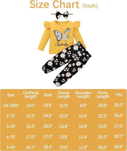 Coco & Rara Toddler Girl Girl Clothes Long Sleeves Top Print+Pants Floral+عقال 3pcs ملابس الخريف/الشتاء مجموعة 18M-6T in Kuwait