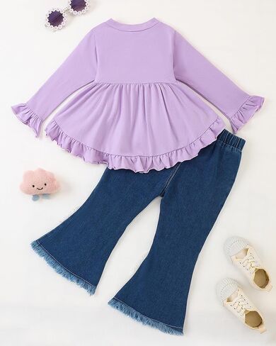 Weebaby Baby Girl Clothes Infant Toddler Girl Clothing Ruffle Shirt High Low Top Floral Allover Pant Little Girls Clothes in Saudi Arabia