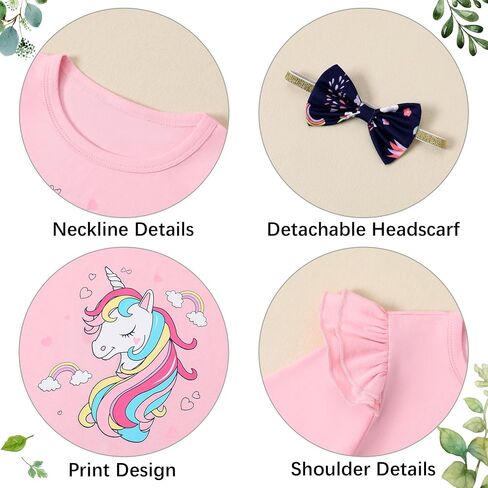 Coco & Rara Toddler Girl Girl Clothes Long Sleeves Top Print+Pants Floral+عقال 3pcs ملابس الخريف/الشتاء مجموعة 18M-6T in Kuwait