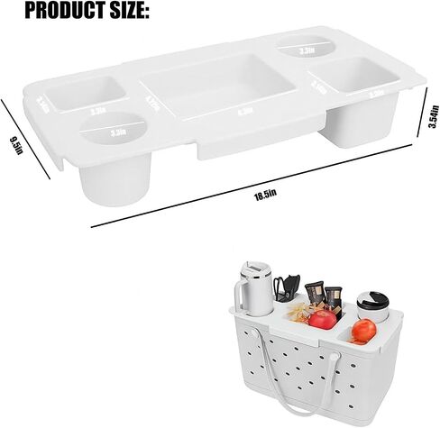 Organizer Tray Top for Bogg Bag X-Large - Cup Holder & Snack Tray Topper - For Stanley 30oz 40oz - EVA Water Proof Material - Tabletop Insert for Outdoor Beach Travel - Easy to Clean - White in Saudi Arabia