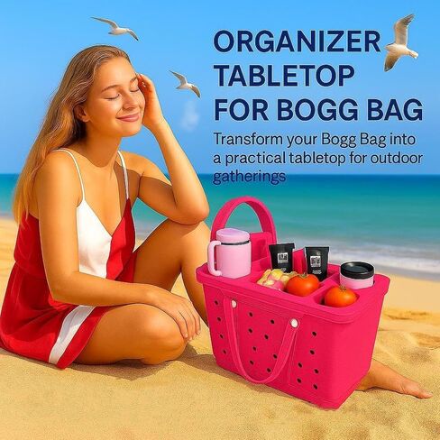 Organizer Tray Top for Bogg Bag X-Large - Cup Holder & Snack Tray Topper - For Stanley 30oz 40oz - EVA Water Proof Material - Tabletop Insert for Outdoor Beach Travel - Easy to Clean - White in Saudi Arabia