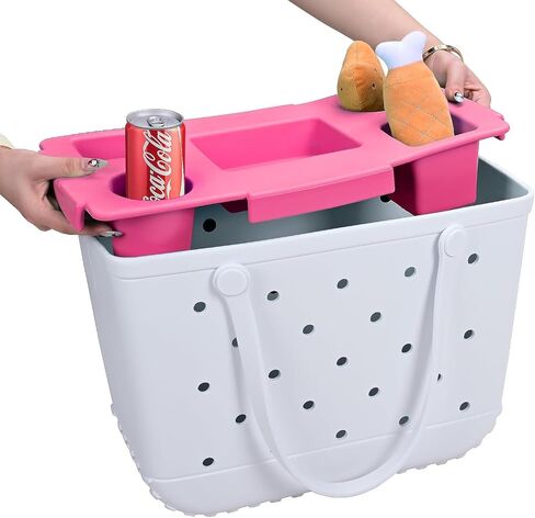 Organizer Tray Top for Bogg Bag X-Large - Cup Holder & Snack Tray Topper - For Stanley 30oz 40oz - EVA Water Proof Material - Tabletop Insert for Outdoor Beach Travel - Easy to Clean - White in Saudi Arabia
