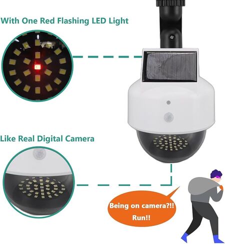 Pilipane Solar Solar Dummy Security Camera Outdoor Colar Colar Camerased Cameras مع تأثير تحذير LED الأحمر الوامض لمواد ABS للمتجر الداخلي في الهواء الطلق في الهواء الطلق in Saudi Arabia