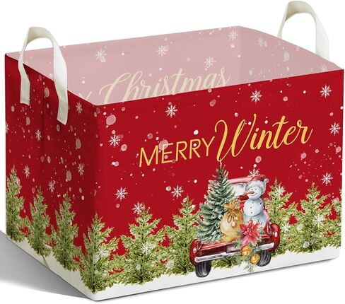 Merry Christmas HOLA Storage Basket, Snowman Waterproof Storage Box, Toy and Clothes Storage Box for Boys and Girls, Santa Christmas Gifts for Nursery, Christmas Winter Party Decoration Storage Cube in Saudi Arabia