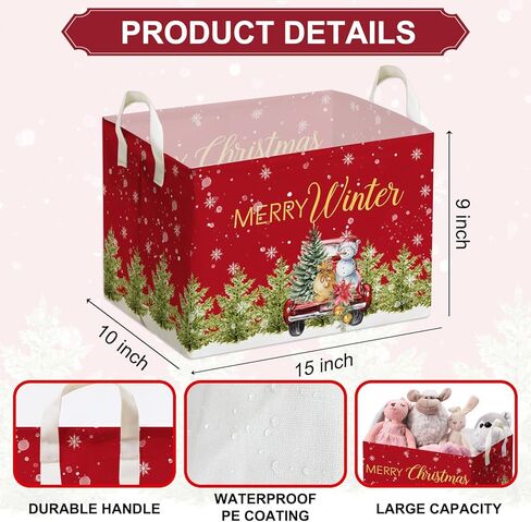 Merry Christmas HOLA Storage Basket, Snowman Waterproof Storage Box, Toy and Clothes Storage Box for Boys and Girls, Santa Christmas Gifts for Nursery, Christmas Winter Party Decoration Storage Cube in Saudi Arabia