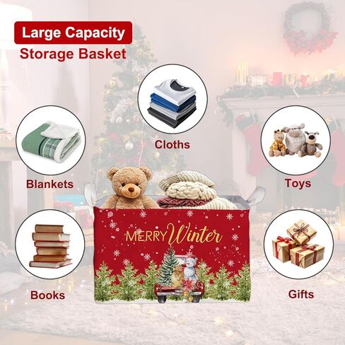 Merry Christmas HOLA Storage Basket, Snowman Waterproof Storage Box, Toy and Clothes Storage Box for Boys and Girls, Santa Christmas Gifts for Nursery, Christmas Winter Party Decoration Storage Cube in Saudi Arabia