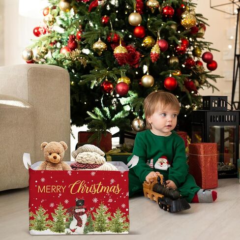 Merry Christmas HOLA Storage Basket, Snowman Waterproof Storage Box, Toy and Clothes Storage Box for Boys and Girls, Santa Christmas Gifts for Nursery, Christmas Winter Party Decoration Storage Cube in Saudi Arabia