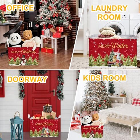Merry Christmas HOLA Storage Basket, Snowman Waterproof Storage Box, Toy and Clothes Storage Box for Boys and Girls, Santa Christmas Gifts for Nursery, Christmas Winter Party Decoration Storage Cube in Saudi Arabia