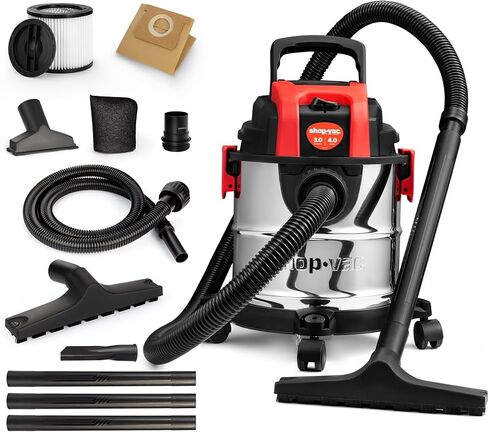 SHOP-VAC 3 GALLON 4.0 HP VACUUM WET/DRY مع وظيفة منفاخ ، خزان من الفولاذ المقاوم للصدأ ، فراغ متجر محمول مع عجلات ، يشمل المرشحات والخرطوم والملحقات ، مثالية للمرآب وورشة العمل in Kuwait
