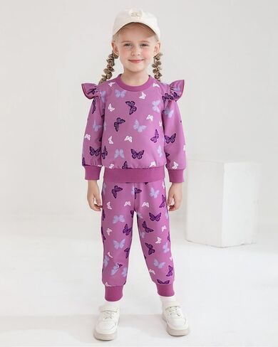 Wesidom Toddler Girl Clothes 3pcs ملابس صغيرة الفتيات الكشكش أعلى الأكمام in Kuwait