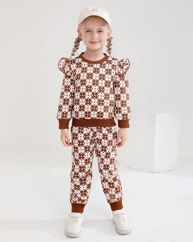Wesidom Toddler Girl Clothes 3pcs ملابس صغيرة الفتيات الكشكش أعلى الأكمام in Kuwait