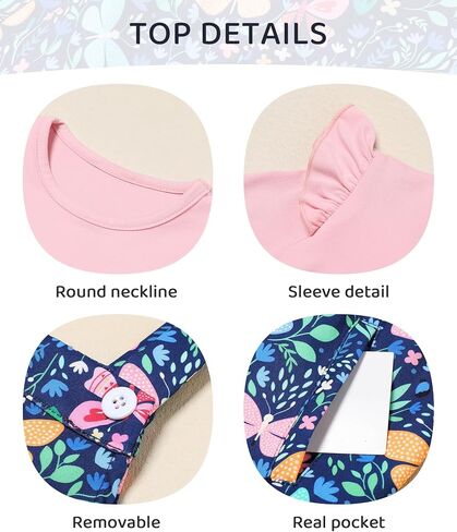 YUEMION Toddler Girl Clothes 2Pcs Baby Girl Outfit Fall Winter Clothing Floral Long Sleeve Top+ Overall Pants Set 18M-6Y in Kuwait
