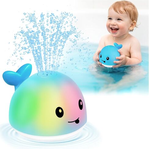 Gigilli Whale Bath Toy Sprinkler - Light Up Bath Toys for Kids Ages Infant Baby Toys - Toddler Bathtub Pool Water Table Toys Year Boys Girls Gifts Birthday Gifts in Saudi Arabia