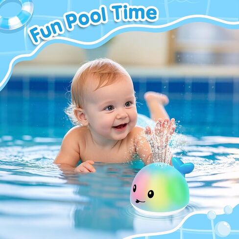 Gigilli Whale Bath Toy Sprinkler - Light Up Bath Toys for Kids Ages Infant Baby Toys - Toddler Bathtub Pool Water Table Toys Year Boys Girls Gifts Birthday Gifts in Saudi Arabia