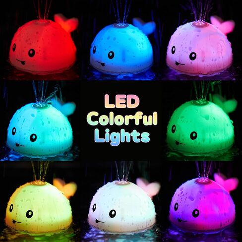 Gigilli Whale Bath Toy Sprinkler - Light Up Bath Toys for Kids Ages Infant Baby Toys - Toddler Bathtub Pool Water Table Toys Year Boys Girls Gifts Birthday Gifts in Saudi Arabia