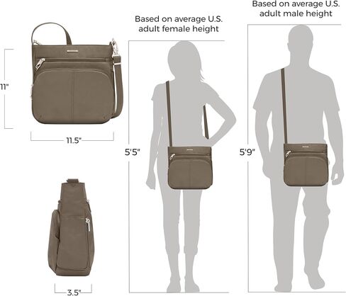 Travelon Anti-theft Classic N/S Cross Body Bag, Nutmeg in Kuwait