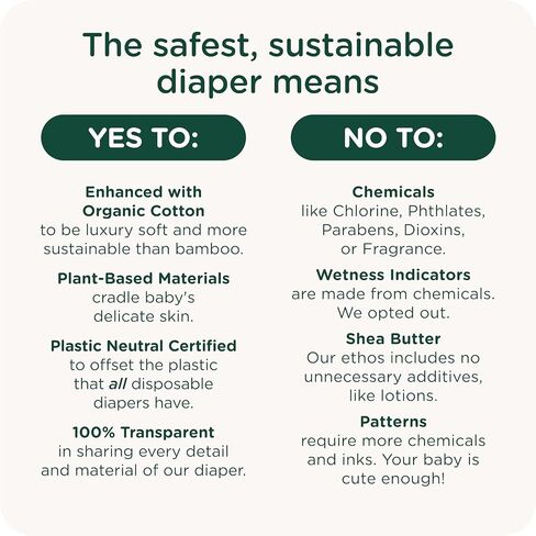 Our Diapers | EWG Verified Safe & Plant-Based Diapers | Leak Protection | Soft Organic Cotton Shell | Chlorine-Free Diaper for Sensitive Skin | Size 1 (7-14 lbs) 42 Count in Kuwait