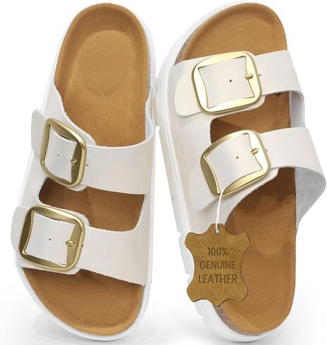 Genuine Leather Platform Sandals Wedge Chunky Platform Sandal-Women Sandals with EVA Memory Foam Sole and Cork Footbed in Kuwait