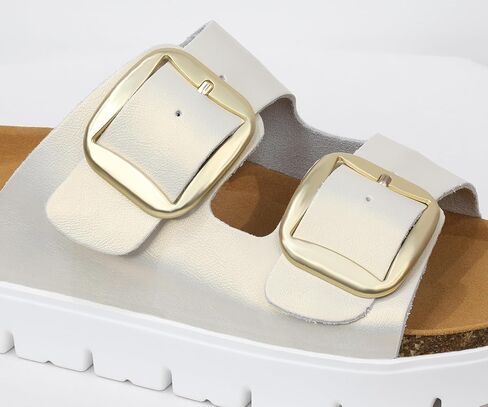 Genuine Leather Platform Sandals Wedge Chunky Platform Sandal-Women Sandals with EVA Memory Foam Sole and Cork Footbed in Kuwait