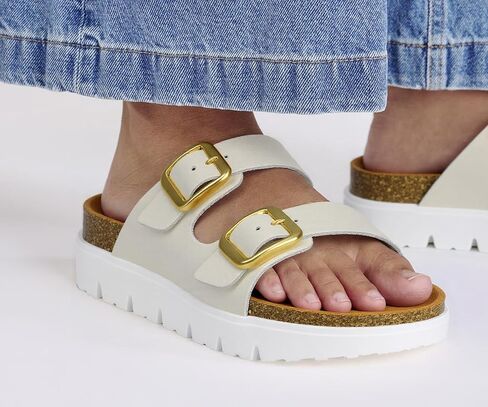 Genuine Leather Platform Sandals Wedge Chunky Platform Sandal-Women Sandals with EVA Memory Foam Sole and Cork Footbed in Kuwait