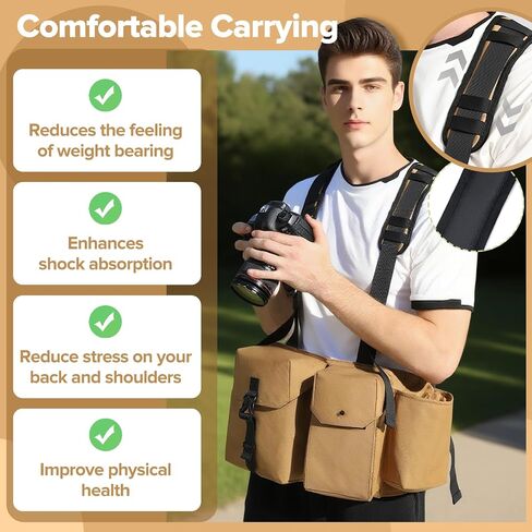 Camera Belt Camera Vest for Photographers,Vest Waist Pack for Lens | Multifunctional Camera Bag Adjustable Strap Suitable for Storing DSLR Camera Body Lens Smartphone Water Bottle(Black) in Saudi Arabia