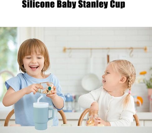 Pandaear Kids Tumbler Silicone Toddler Cup with Straw and Handle ، Cup 9.5 Oz Probling Cup For Baby ، BPA Free ، Wish-Blue (Blue) (Blue) in Saudi Arabia