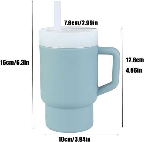 Pandaear Kids Tumbler Silicone Toddler Cup with Straw and Handle ، Cup 9.5 Oz Probling Cup For Baby ، BPA Free ، Wish-Blue (Blue) (Blue) in Saudi Arabia