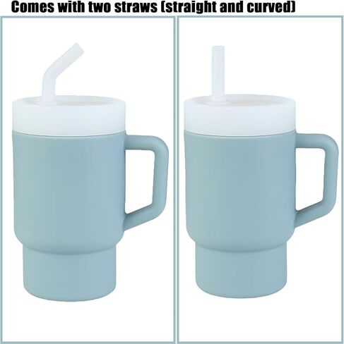 Pandaear Kids Tumbler Silicone Toddler Cup with Straw and Handle ، Cup 9.5 Oz Probling Cup For Baby ، BPA Free ، Wish-Blue (Blue) (Blue) in Saudi Arabia