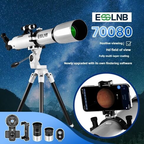 70080 Astronomical Telescope for Students Beginners with Star Finder Software 80mm Fully Multi Coated Lens 28X 70X HD Magnification. in Saudi Arabia