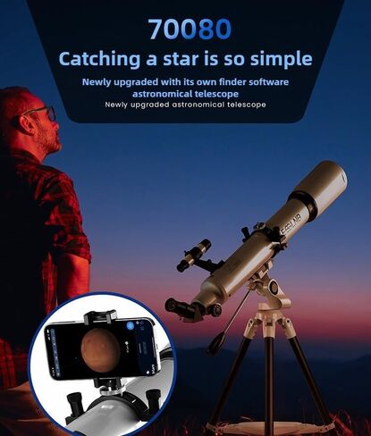 70080 Astronomical Telescope for Students Beginners with Star Finder Software 80mm Fully Multi Coated Lens 28X 70X HD Magnification. in Saudi Arabia