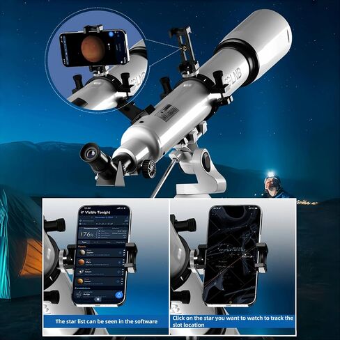 70080 Astronomical Telescope for Students Beginners with Star Finder Software 80mm Fully Multi Coated Lens 28X 70X HD Magnification. in Saudi Arabia
