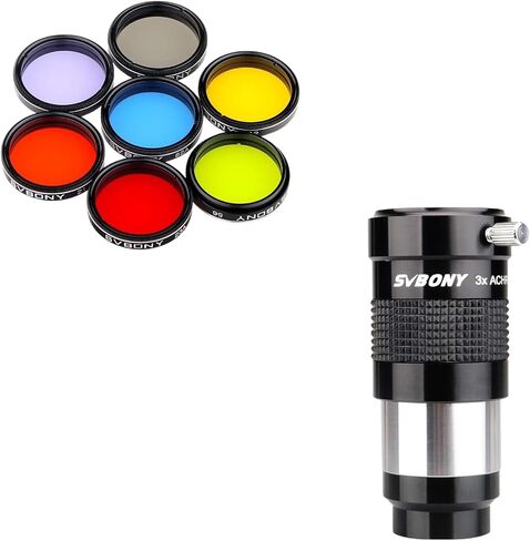 SVBONY 3X Barlow Lens, Fully-Multi Coated Achromatic Barlow Lens with 7pcs Filters Set in Saudi Arabia
