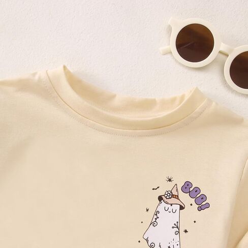 Boutikome Toddler Baby Girls Halloween Thirts Boo Ghost Pumpkin Witches Graphic Derts Kid Short Sleeve Tees Fall Tops in Saudi Arabia