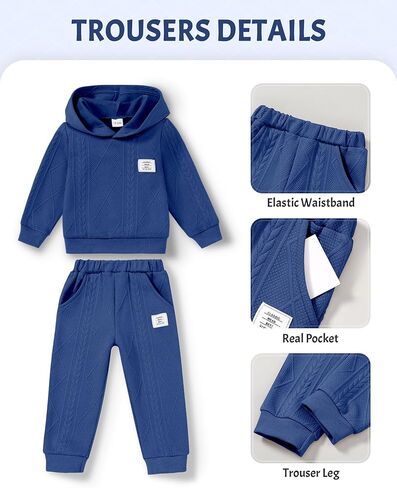 Zoerea Toddler Baby Boy Clothes Sweatsuit Long Sweeve Hoodie Sweatshirt Top & Bowtfit Steft Set Solid 1-5T in Kuwait