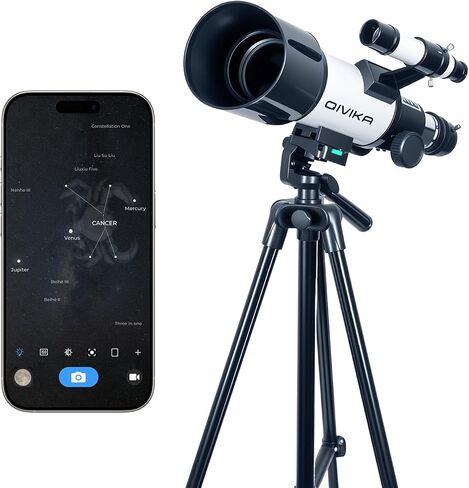 تلسكوب الانكسار للبالغين مع AZ Mount Travel Telescope 70mm فتحة 300 مم هدية علم الفلك هدية كاملة متعددة المغلفة مع محول ترايبود وهاتف ، مكافأة 1 سنة خريطة خريطة مجانية in Saudi Arabia