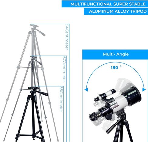تلسكوب الانكسار للبالغين مع AZ Mount Travel Telescope 70mm فتحة 300 مم هدية علم الفلك هدية كاملة متعددة المغلفة مع محول ترايبود وهاتف ، مكافأة 1 سنة خريطة خريطة مجانية in Saudi Arabia