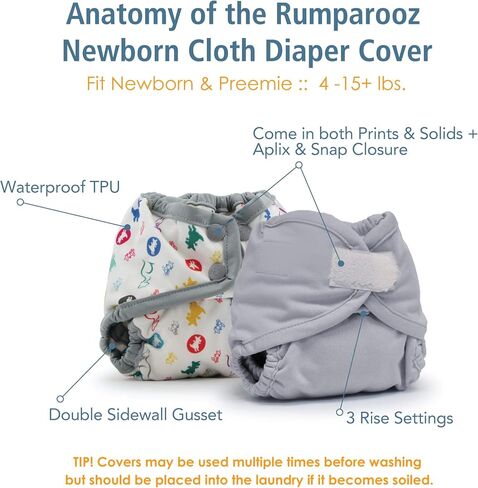 Kanga Care Rumparooz مزدوج الساق Gusset قابلة لإعادة الاستخدام قابلة لإعادة الاستخدام غطاء حفاضات حديثي الولادة Snap | وئام 4-15 رطل in Kuwait