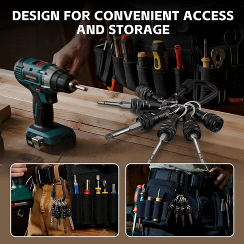 6Pcs Drill Bit Holder Key Chain, 2 Sets 1/4 Hex Shank Aluminum Alloy Push to Unlock Quick Release for Impact Driver Extension Bar Nut Driver Screwdriver & Drill Bits,Tool Gifts for Men-Orange in Saudi Arabia