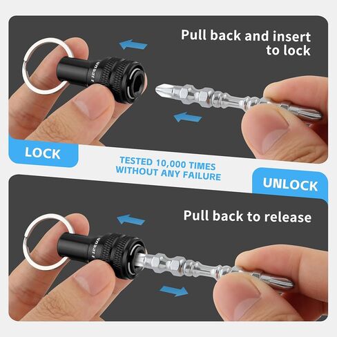 6Pcs Drill Bit Holder Key Chain, 2 Sets 1/4 Hex Shank Aluminum Alloy Push to Unlock Quick Release for Impact Driver Extension Bar Nut Driver Screwdriver & Drill Bits,Tool Gifts for Men-Orange in Saudi Arabia