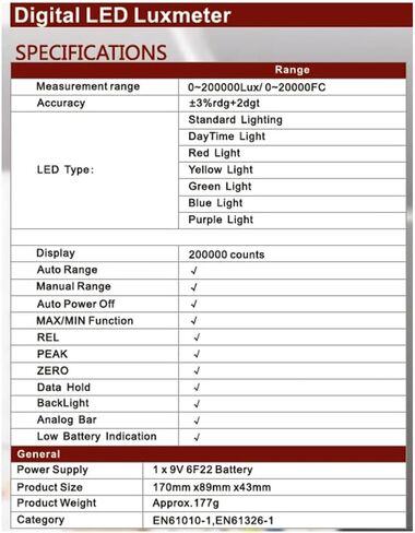 PM6612 PM6612L Lux Meter 0~200,000lux Light Meter Pocket Design illuminometer lux/fc Photometer Tester Environmental Testing Light Meter Lux Meter Light illuminance lux Meter(PM6612L) in Kuwait