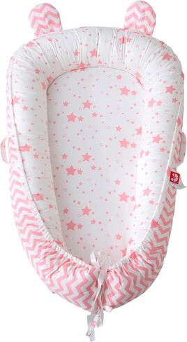 Baby Snuggle Nest Lounger for Newborn 0-24 Months, Breathable & Soft Cotton Infant Baby Nests Cover, Portable & Lightweight Infant Lounger for Home and Travel (Pink) in Saudi Arabia