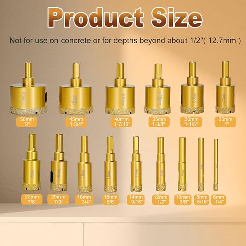 Diamond Hole Saw Tile Drill Bits,Dry/Wet Brazing Drill Hole Saw Kit,11pcs Diamond Core Drill Bit Set for Ceramic, Glass, Tile, Gypsum, Marble, Granite in Kuwait