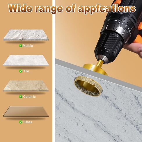 Diamond Hole Saw Tile Drill Bits,Dry/Wet Brazing Drill Hole Saw Kit,11pcs Diamond Core Drill Bit Set for Ceramic, Glass, Tile, Gypsum, Marble, Granite in Kuwait