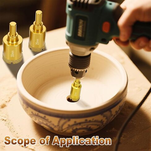 Diamond Hole Saw Tile Drill Bits,Dry/Wet Brazing Drill Hole Saw Kit,11pcs Diamond Core Drill Bit Set for Ceramic, Glass, Tile, Gypsum, Marble, Granite in Kuwait