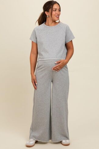 Pinkblush Heather Basic Tee ومجموعة أمومة بانت عريضة الساق in Saudi Arabia
