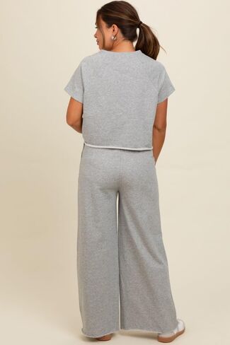 Pinkblush Heather Basic Tee ومجموعة أمومة بانت عريضة الساق in Saudi Arabia