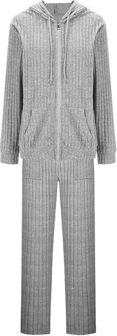 Womens 2 Pieces Lounge Sets Knit Sweater Sets Casual Long Sleeve Sweatshirt Hoodies Jacket Wide Leg Pants Tracksuits in Saudi Arabia