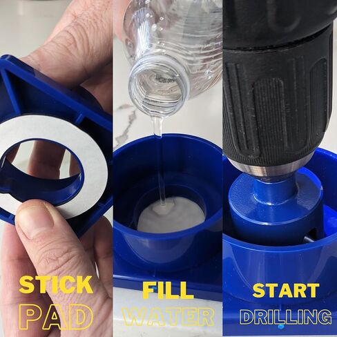 1-3/8 inch Diamond Hole Saw with Water Delivery System Guide for Quartz, Granite, Marble, Porcelain, Ceramic, Glass Tiles Includes Water Holding Guide 12 Pcs Double Sided Adhesive Pads for Locating in Saudi Arabia